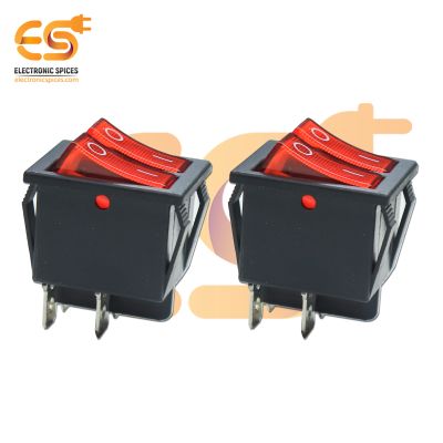 KCD4 16A 250V 4 Pins Dual SPST Plastic Rocker Switch with Red Indicator Pack of 2